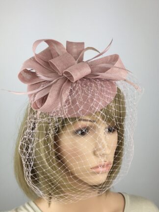 Pink Fascinator Pillbox Fascinator Hat with Face Veil