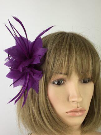 Purple Fascinator Purple Feather Flower Hair Clip
