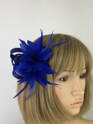 Blue Fascinator Blue Feather Flower Hair Clip