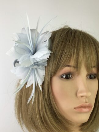Light Blue Fascinator Blue Feather Flower Hair Clip