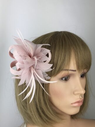 Pink Fascinator Pink Feather Flower Hair Clip