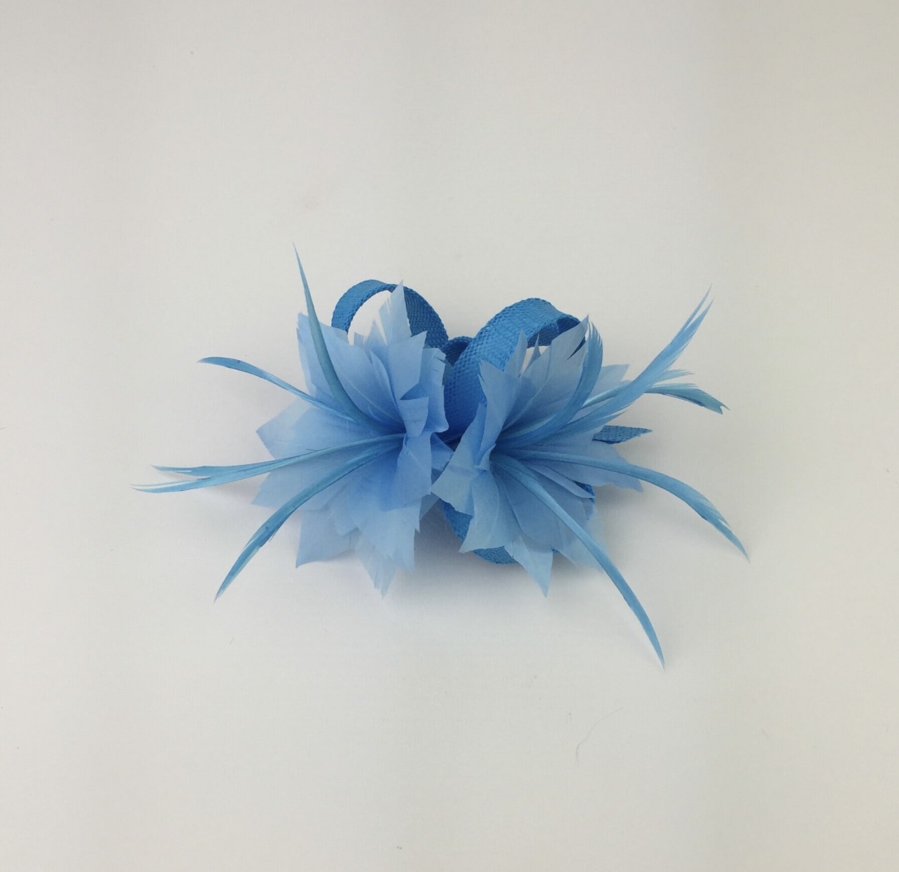 Sky Blue Feather Flower Fascinator Clip - Image 8