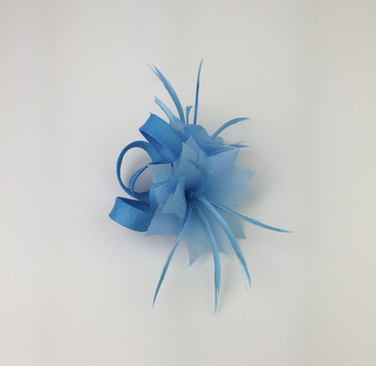 Sky Blue Feather Flower Fascinator Clip - Image 10