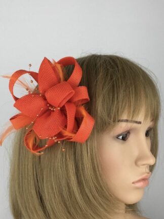 Orange Sinamay Flower Fascinator