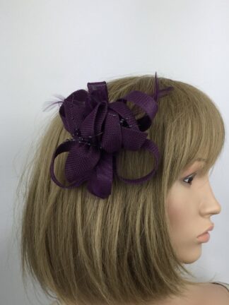 Purple Sinamay Flower Fascinator