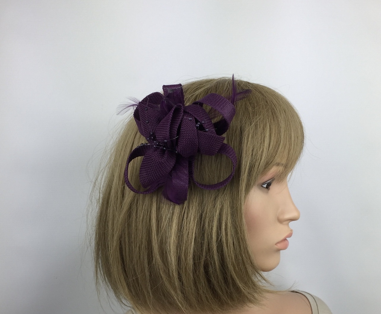 Purple Sinamay Flower Fascinator