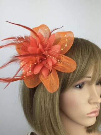 Orange Floral Fascinator