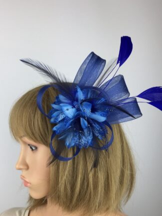 Elegant Blue Fascinator with Feathers