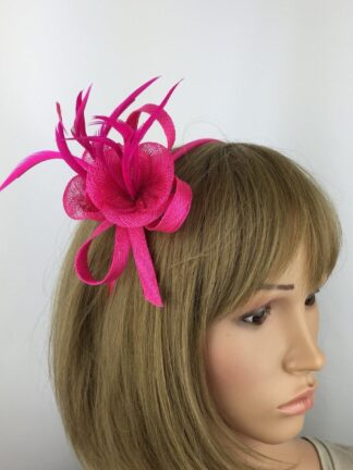 Hot Pink/Fuchsia Sinamay Flower Fascinator