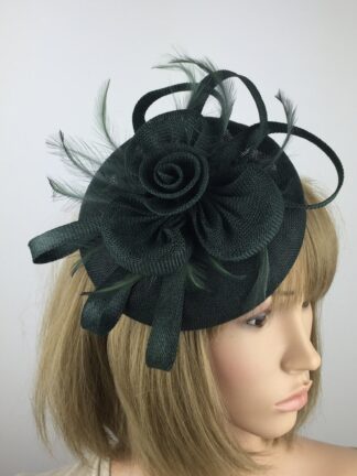 Dark Green Fascinator Flower Pillbox