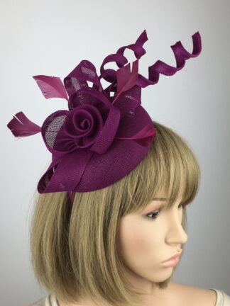 Magenta Fascinator Flower and Bow Pillbox
