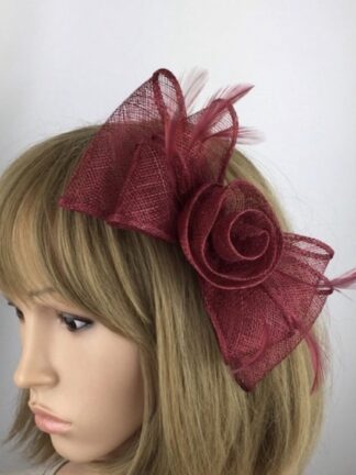 Burgundy Fascinator - Simple Sinamay Bow