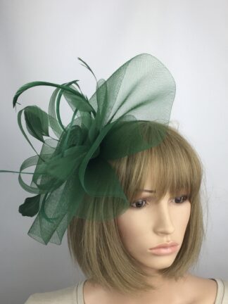 Elegant Green Crinoline Flower Fascinator