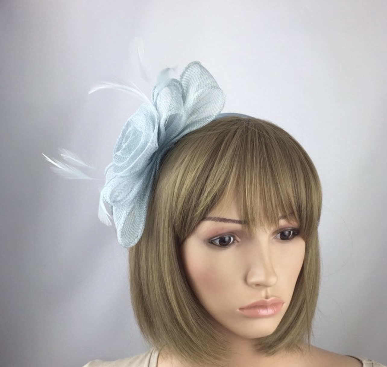 Blue Fascinator - Simple Sinamay Bow - Image 3