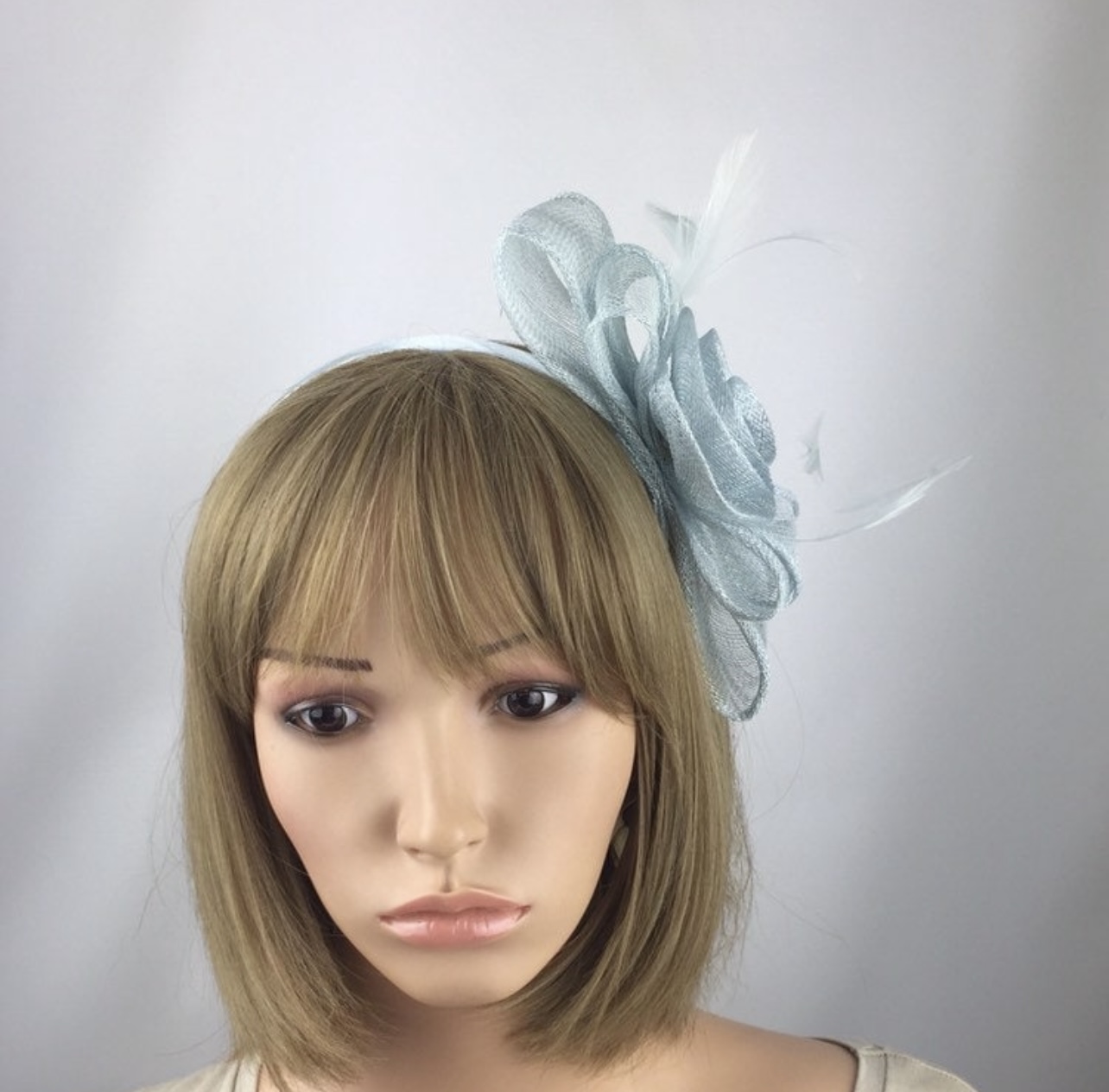Blue Fascinator - Simple Sinamay Bow - Image 4
