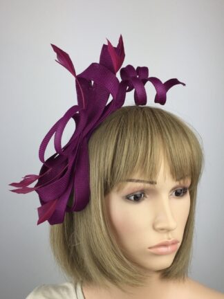 Magenta Fascinator - Large Bow with Sinamay Twists