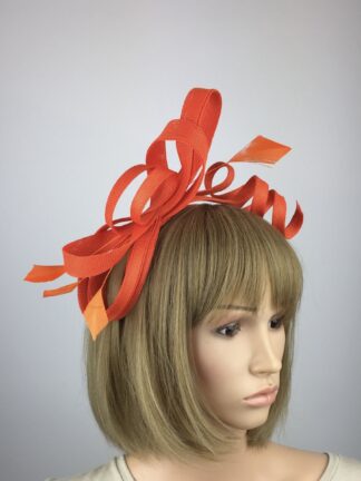 Orange Fascinator - Large Bow with Sinamay Twists