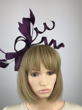 Elegant Purple Bow Fascinator with Spiral Twist – Wedding, Mother of the Bride & Race Day Headpiece
