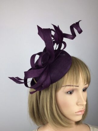 Purple Swirl Fascinator on Pillbox