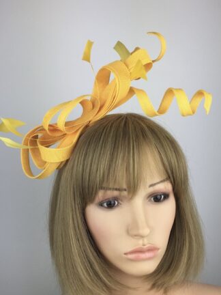 Yellow Fascinator - Large Bow with Sinamay Twists