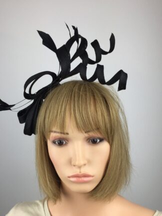 Black Fascinator - Large Bow with Sinamay Twists
