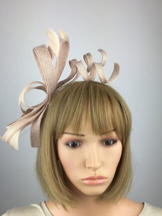 Champagne Nude Bow Fascinator – Handcrafted Spiral Twists, Clip or Headband