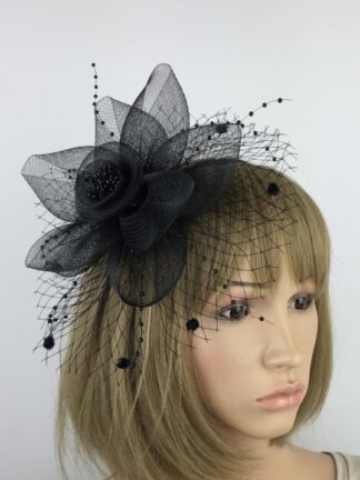 Elegant Black Fascinator – Wedding, Mother of the Bride, Ascot & Special Occasion