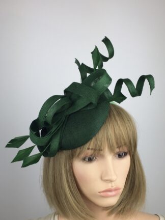 Green Swirl Fascinator on Pillbox Fascinator