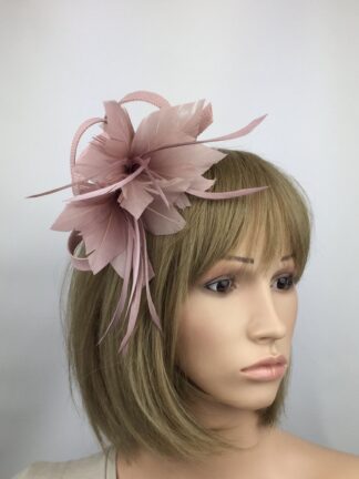 Handcrafted Dusty Pink Blush Pink Feather Fascinator