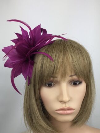 Handcrafted Magenta Feather Fascinator