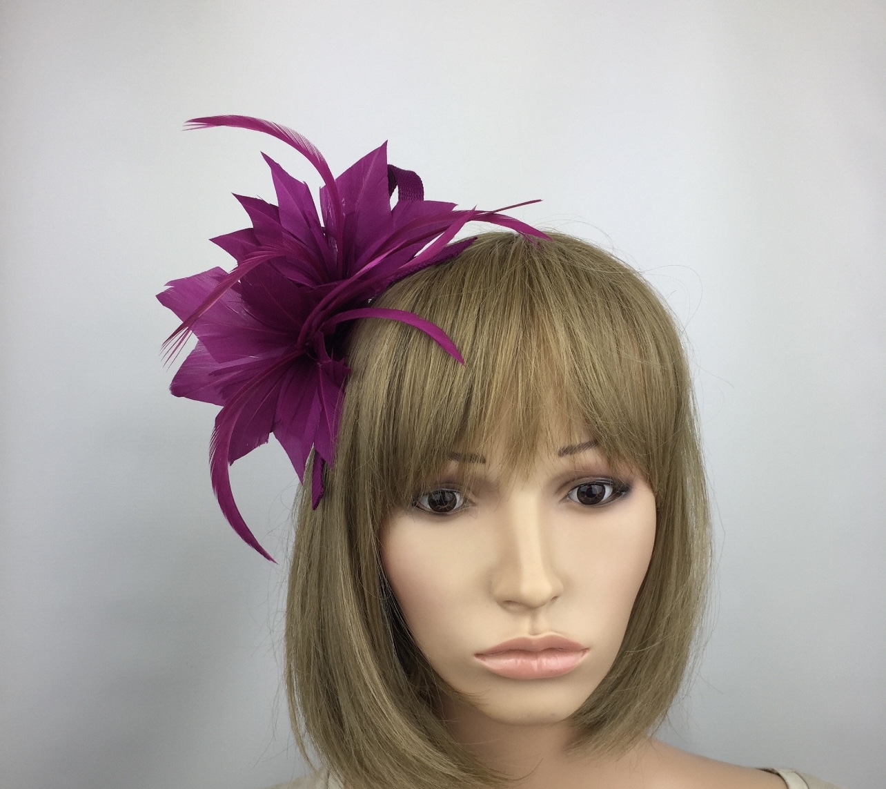 Handcrafted Magenta Feather Fascinator