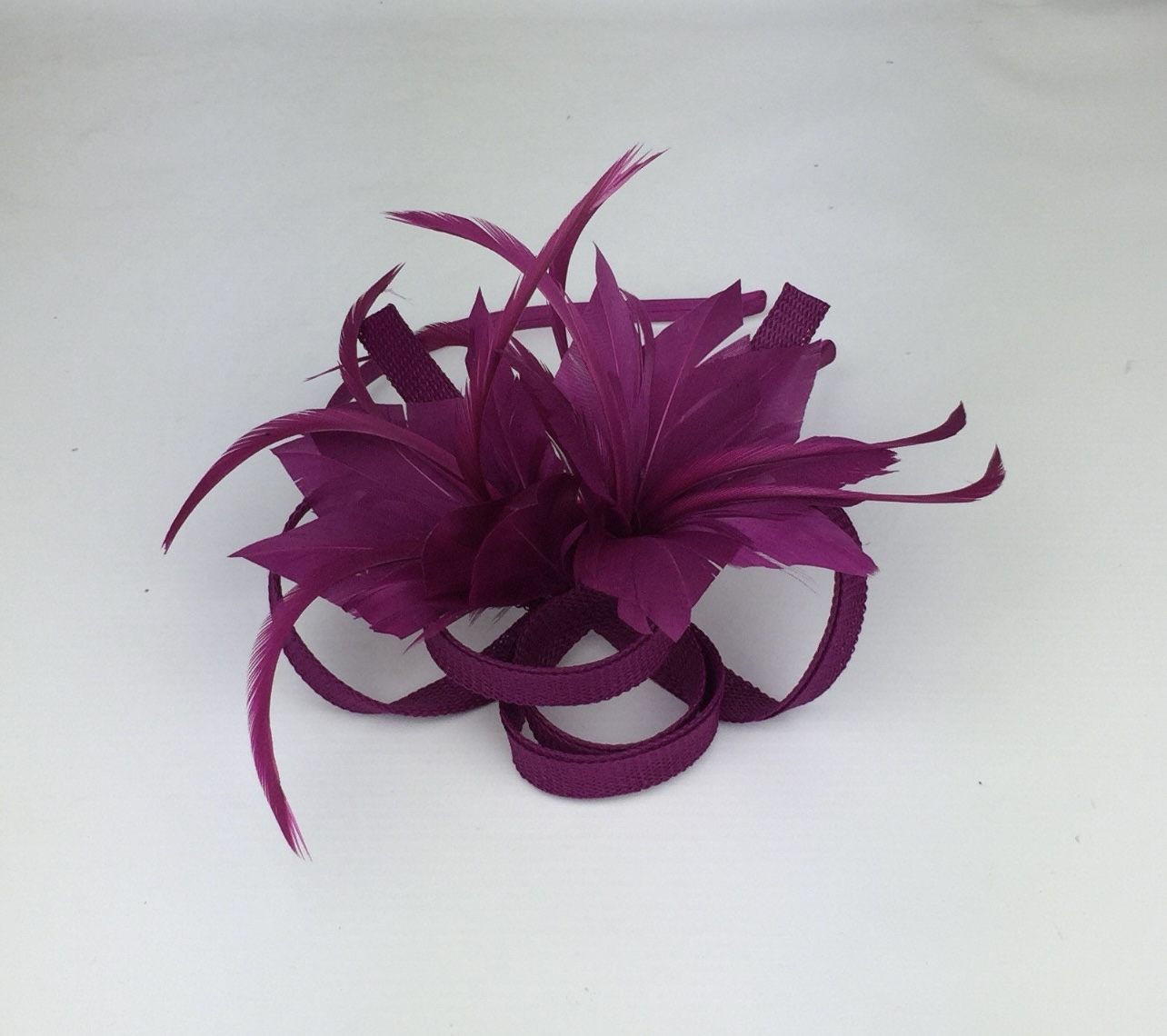 Handcrafted Magenta Feather Fascinator - Image 8