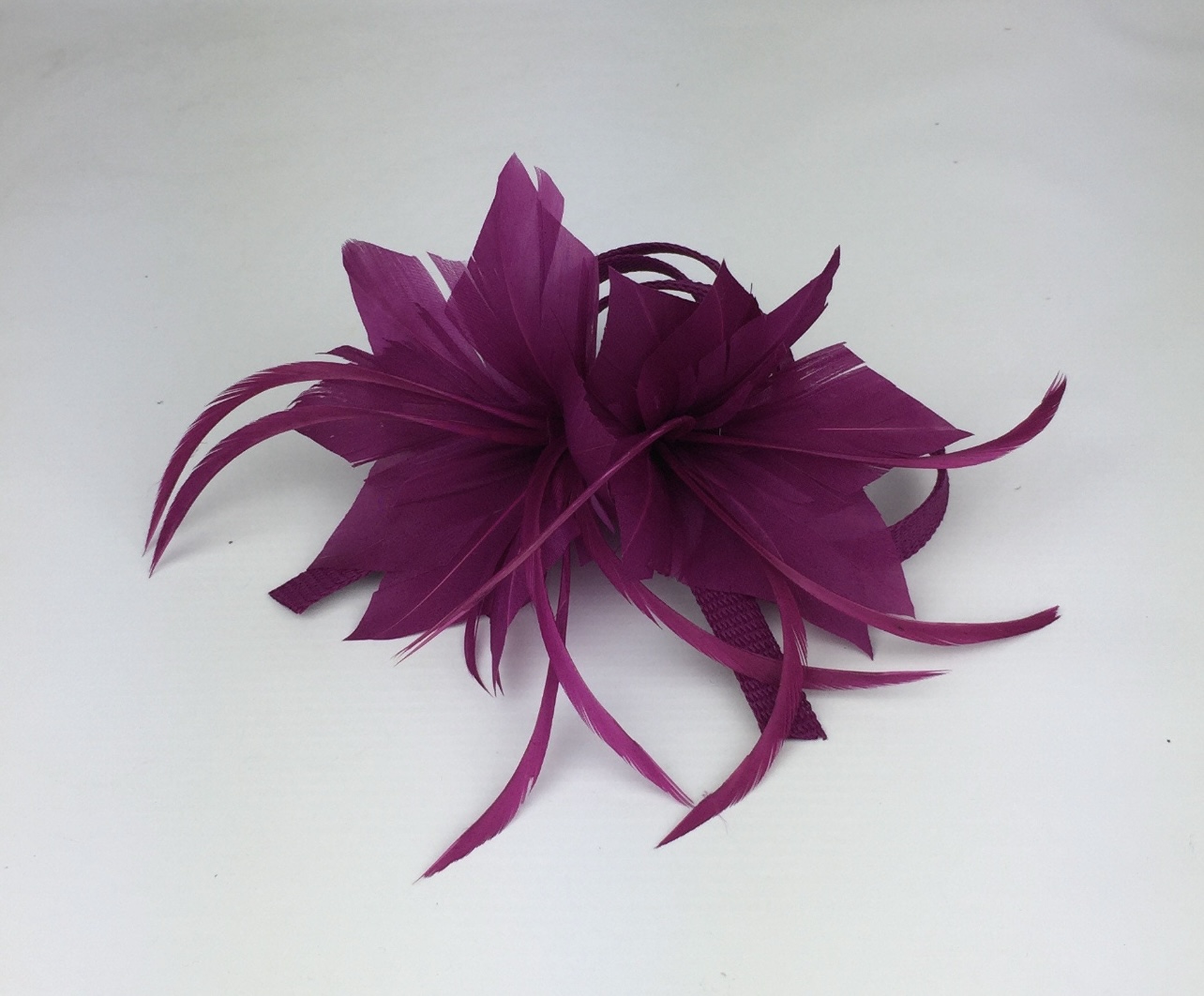 Handcrafted Magenta Feather Fascinator - Image 7
