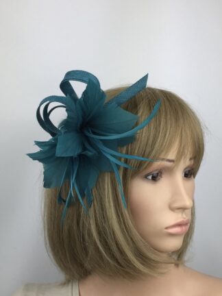 Handcrafted Teal Feather Fascinator