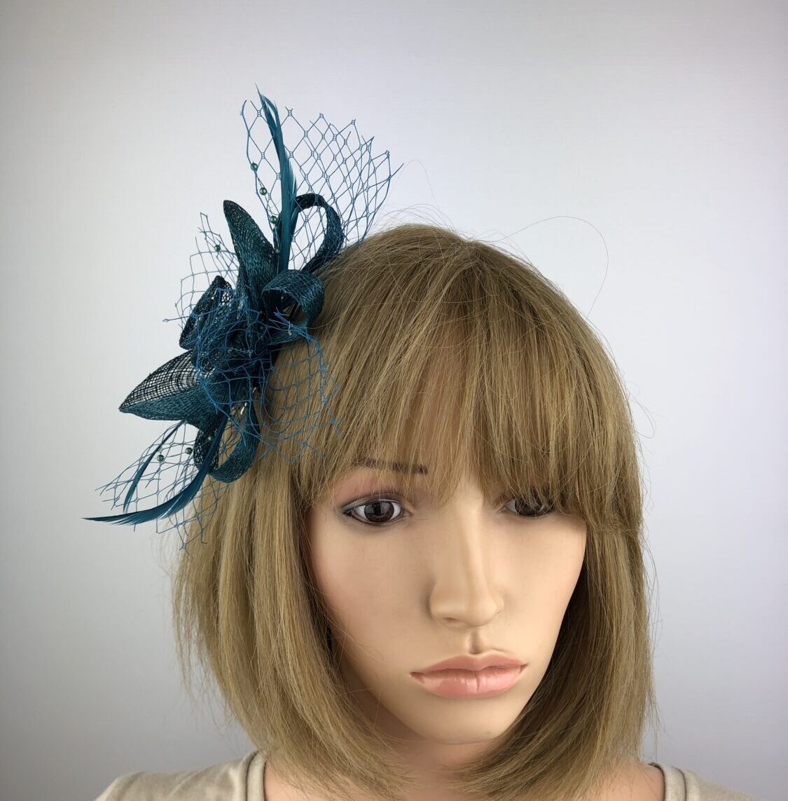 Teal Bespoke and Unique Fascinator - Image 3