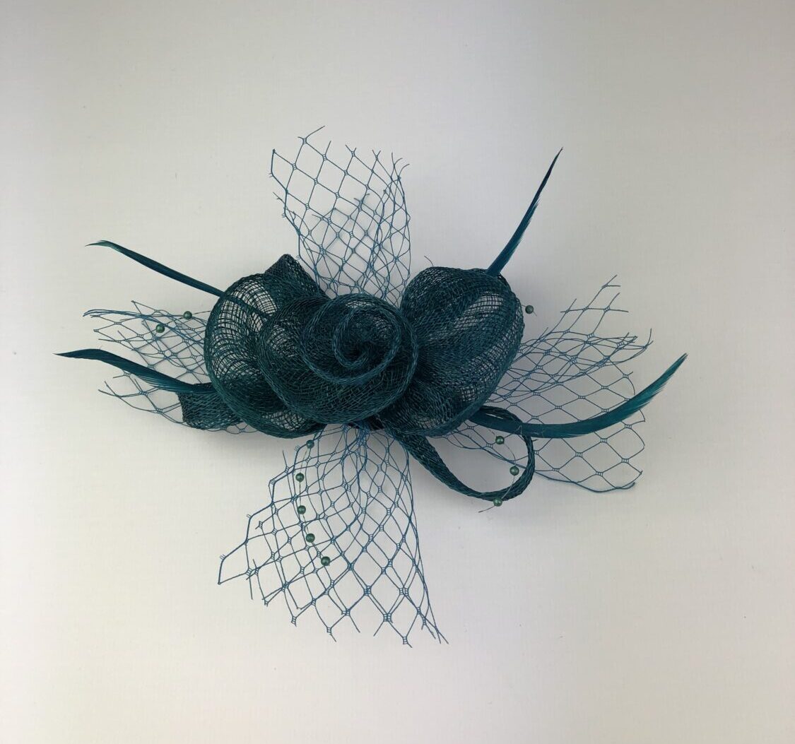 Teal Bespoke and Unique Fascinator - Image 4