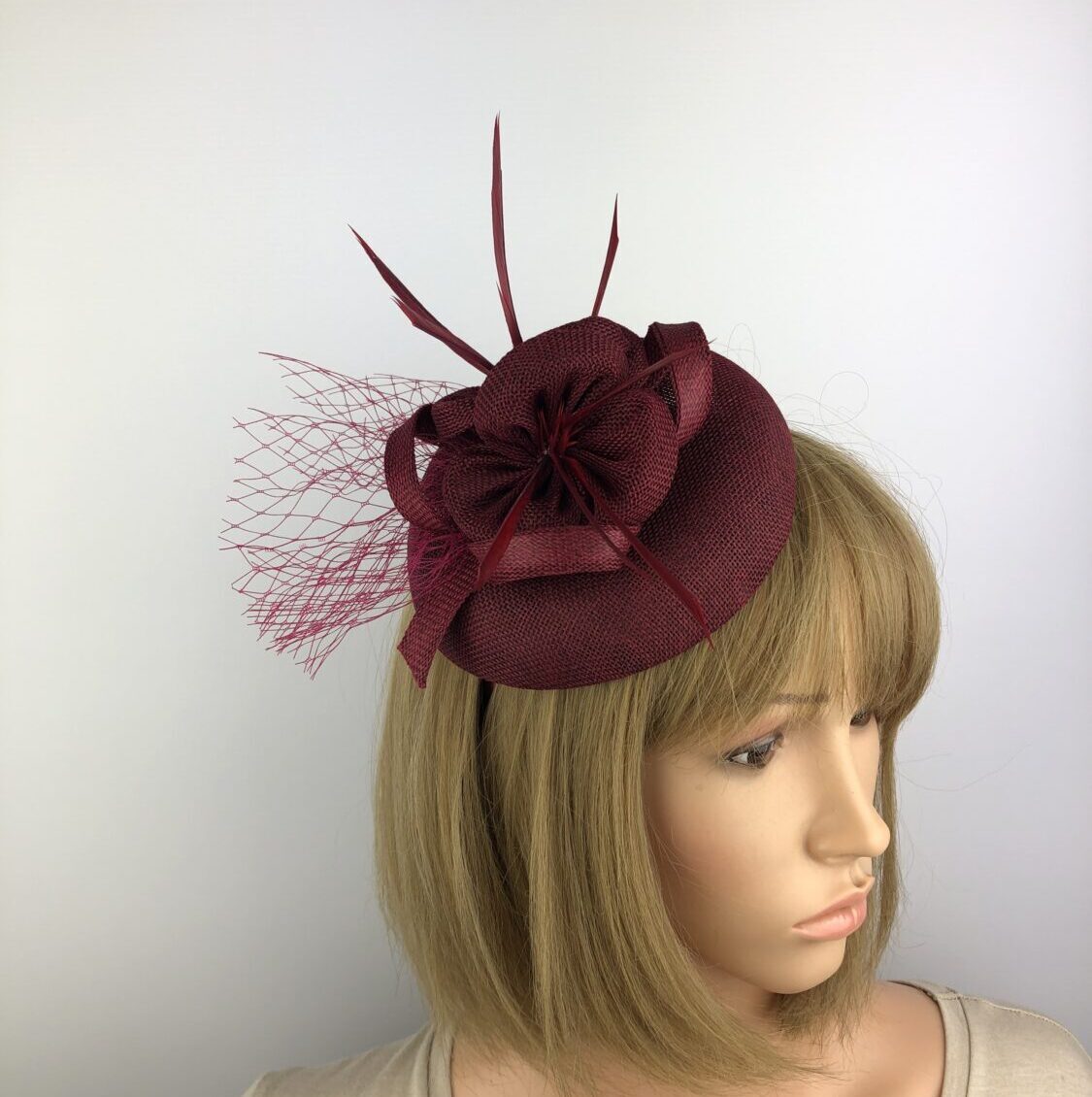 Burgundy Handmade Unique Fascinator