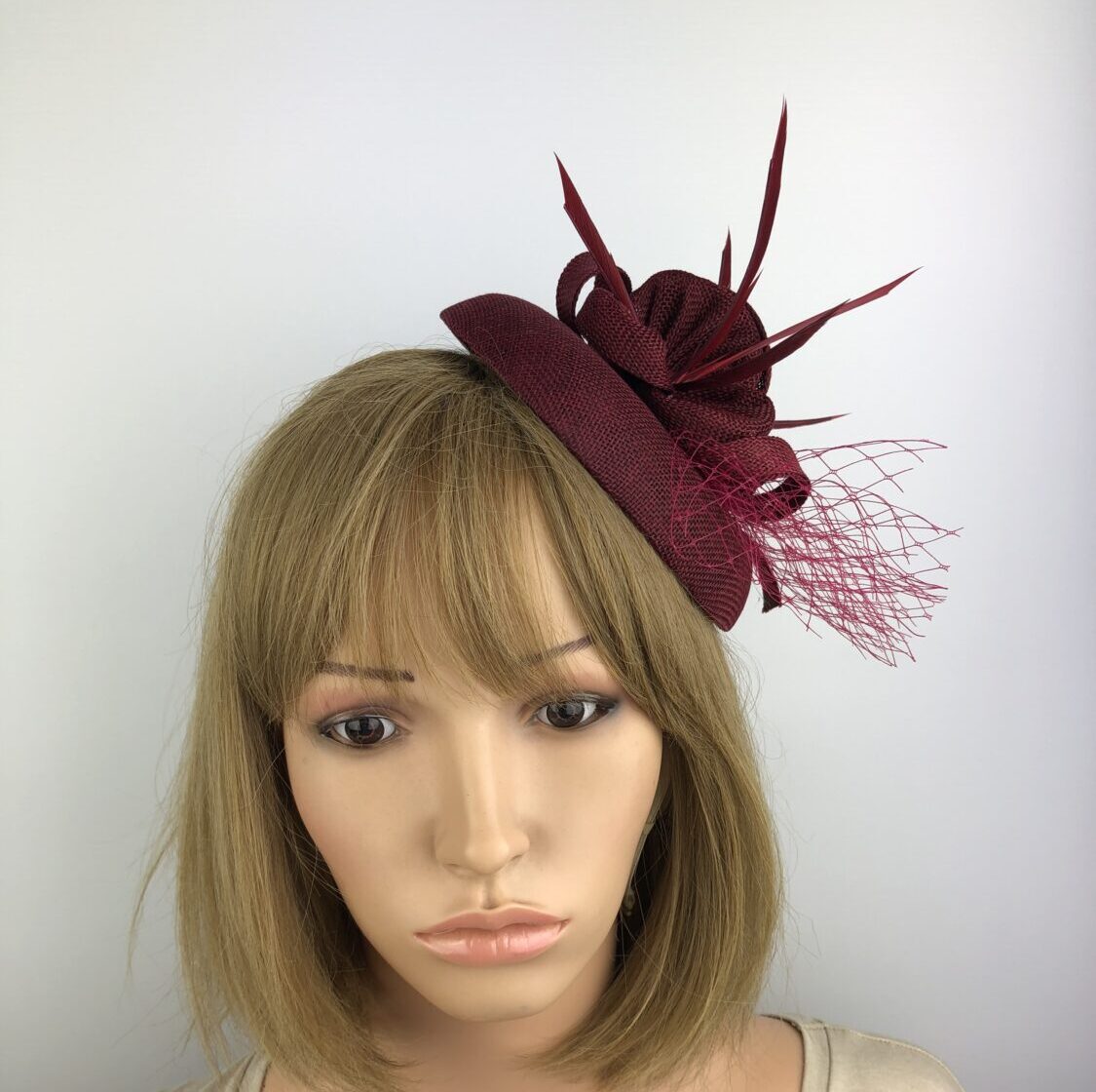 Burgundy Handmade Unique Fascinator - Image 4