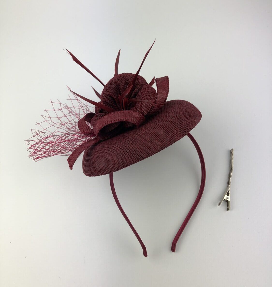 Burgundy Handmade Unique Fascinator - Image 5