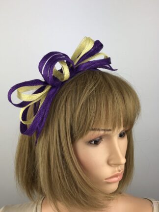 Custom Made Purple and Lemon Loop and Leaf Fascinator