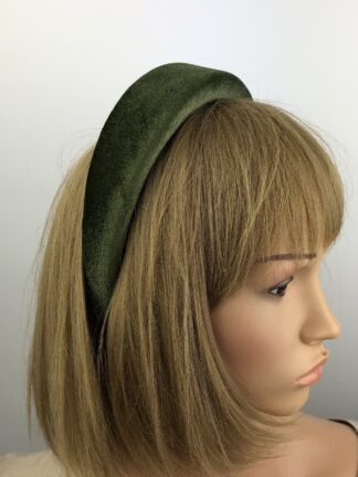 Khaki Green Velvet Padded Headband