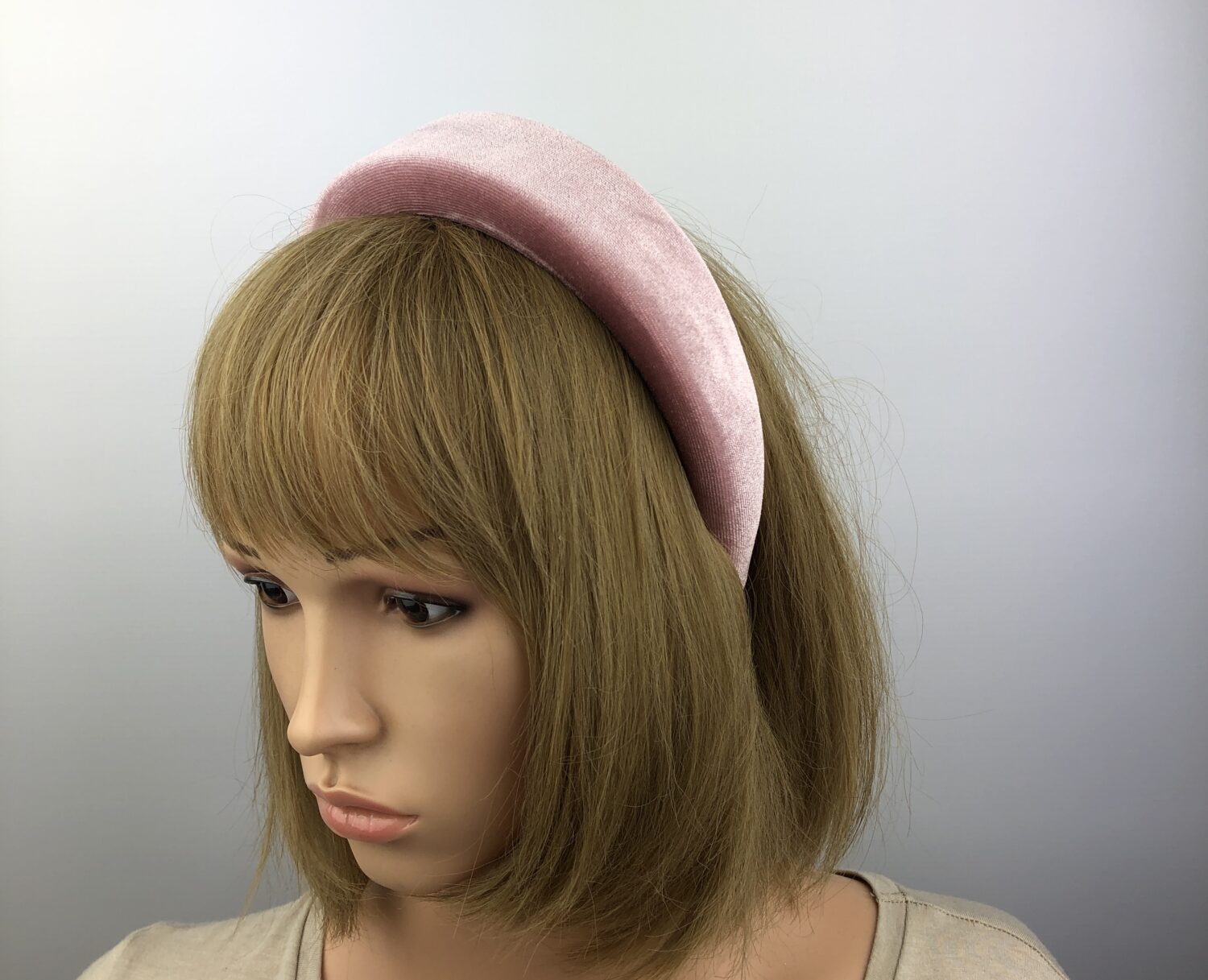 Blush Pink Velvet Padded Headband Hairband - Image 3