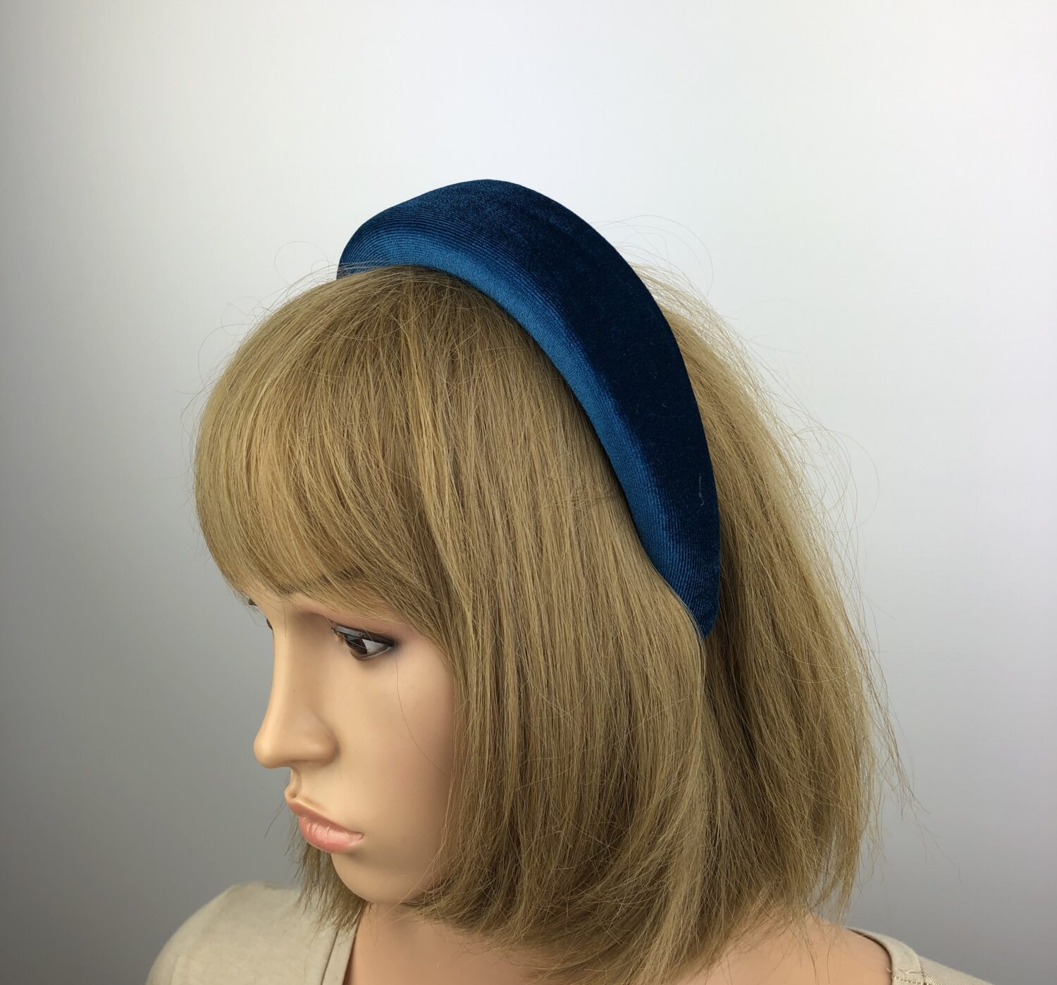 Teal Blue Velvet Padded Headband - Image 3