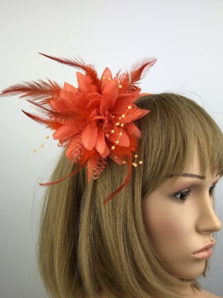 Orange Flower Hair Fascinator