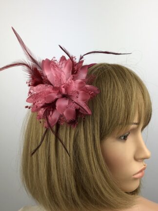 Burgundy Flower Hair Fascinator