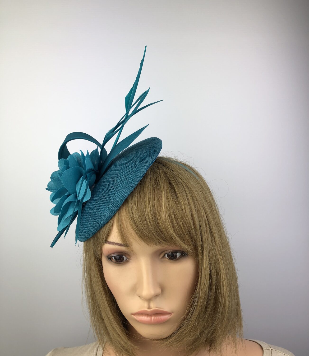 Teal Fascinator - Flower and Arrowhead - Image 2
