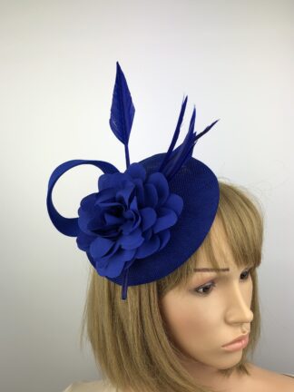 Royal Blue Fascinator - Flower and Arrowhead
