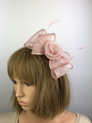 Light Pink Fascinator - Simple Sinamay Bow