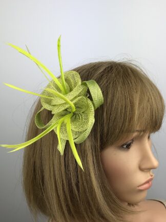 Lime Green Fascinator - Small Flower Hair Clip