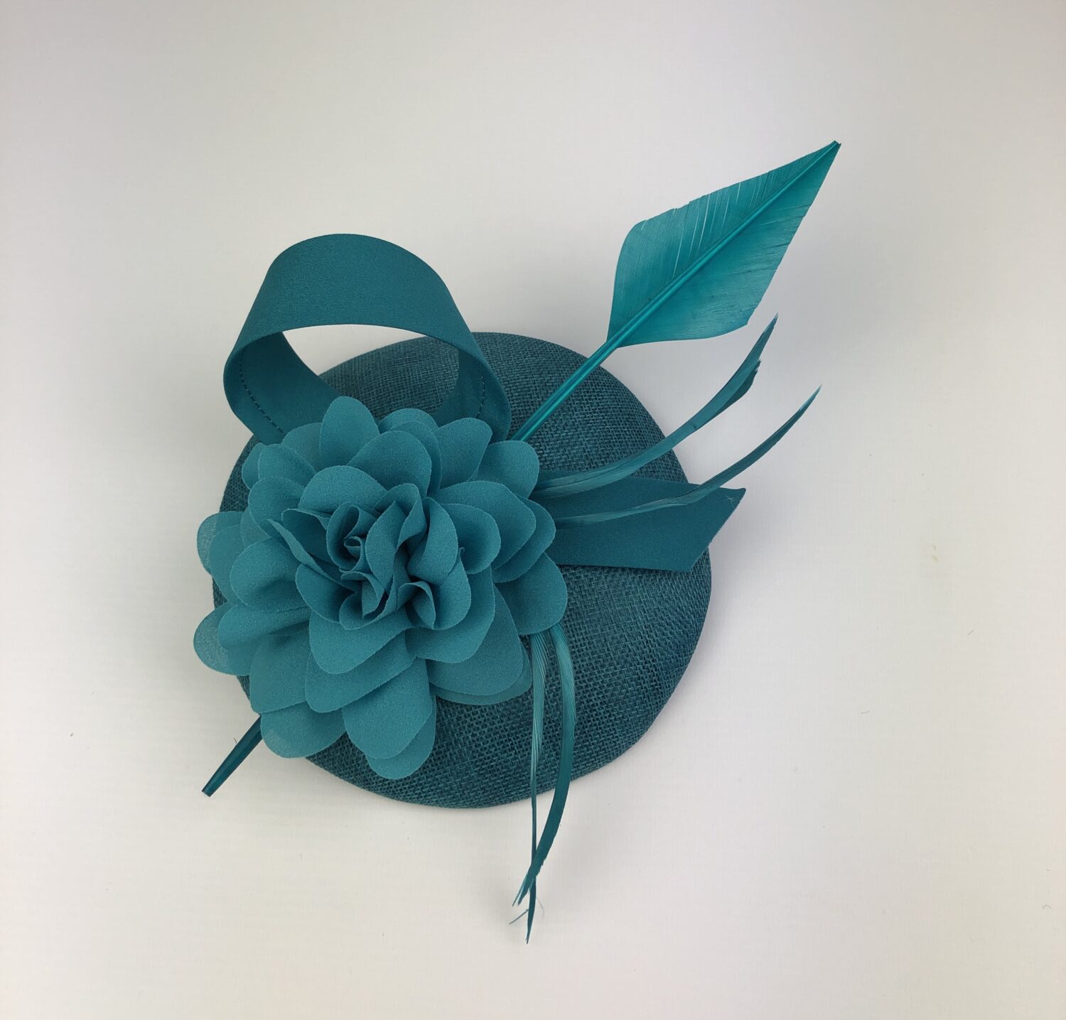 Teal Fascinator - Flower and Arrowhead - Image 6